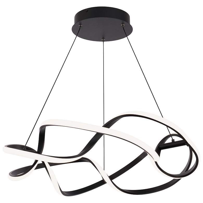 Image 2 Interlace 28" Wide Black Metal Swirls LED Pendant Light