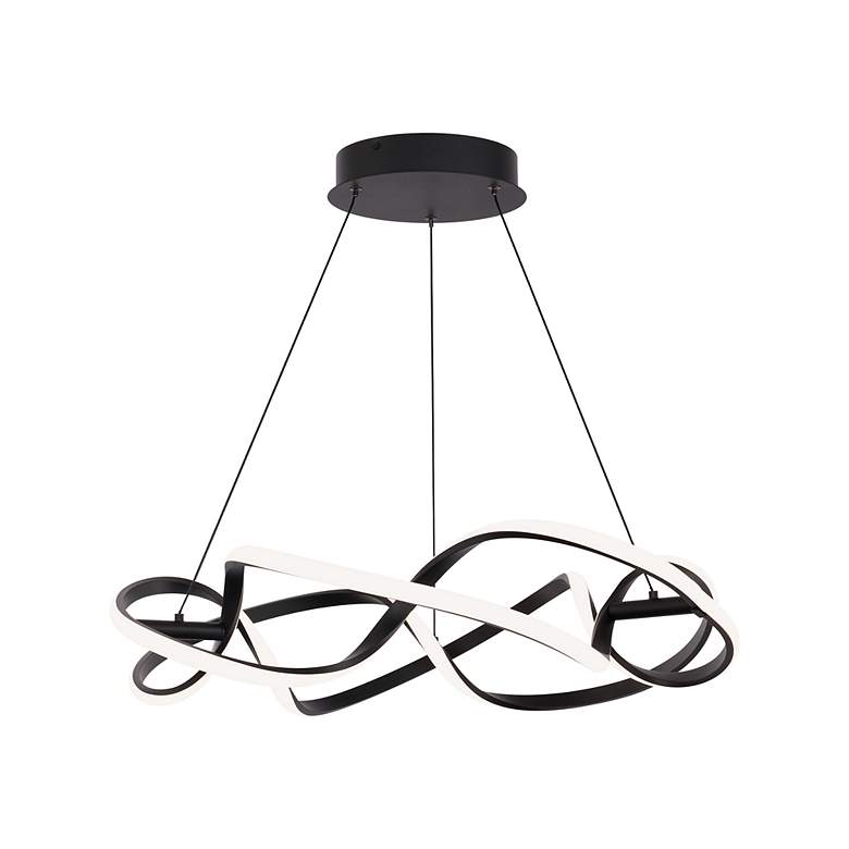Image 3 Interlace 28" Wide Black Metal Swirls LED Pendant Light more views