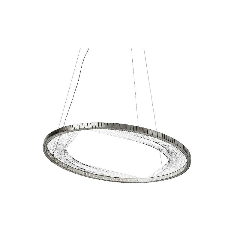 Image 2 Interlace 30 inch Wide Satin Nickel Ring LED Pendant Light