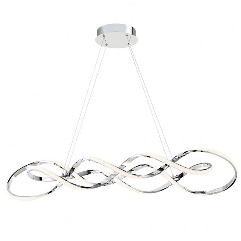 Image 1 Interlace 39 inch Wide Chrome Metal LED Pendant Light