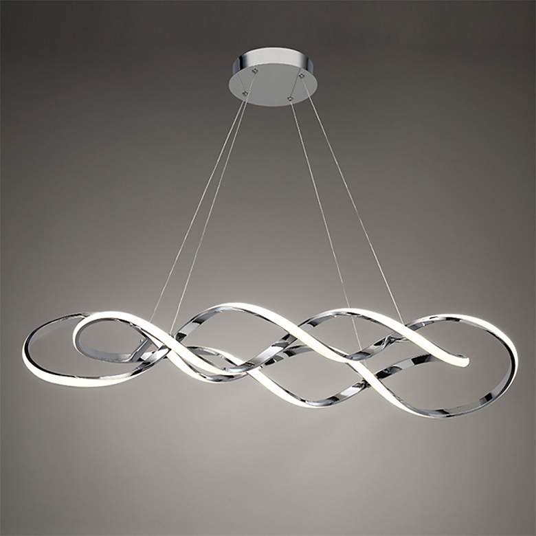 Image 2 Interlace 39" Wide Chrome Metal LED Pendant Light more views
