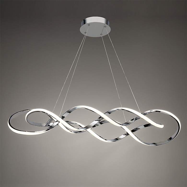 Image 2 Interlace 39 inch Wide Chrome Metal LED Pendant Light more views