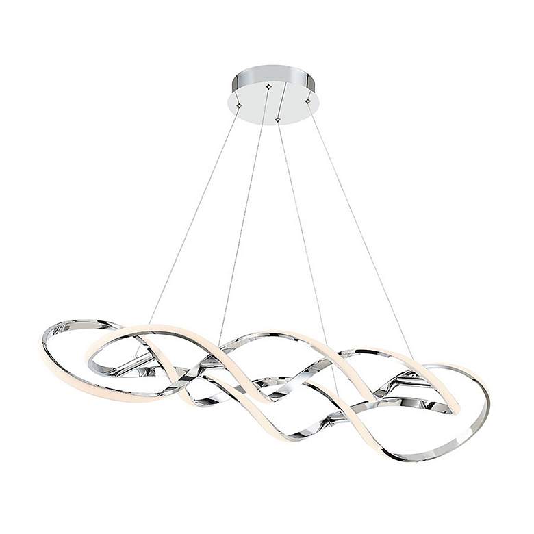 Image 3 Interlace 39" Wide Chrome Metal LED Pendant Light more views
