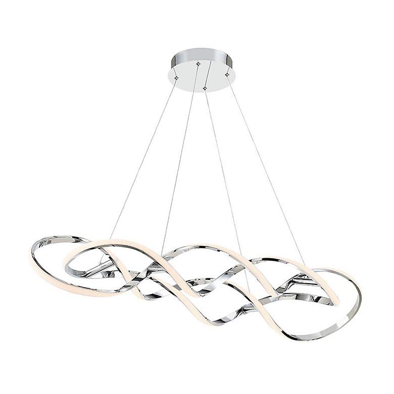 Image 3 Interlace 39 inch Wide Chrome Metal LED Pendant Light more views