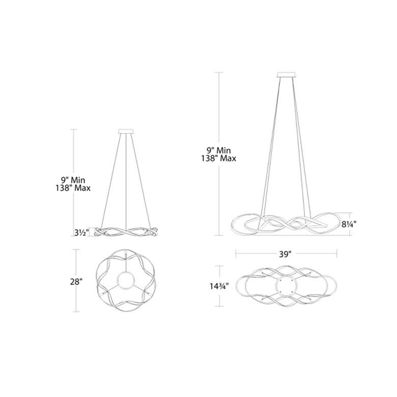 Image 4 Interlace 39" Wide Chrome Metal LED Pendant Light more views