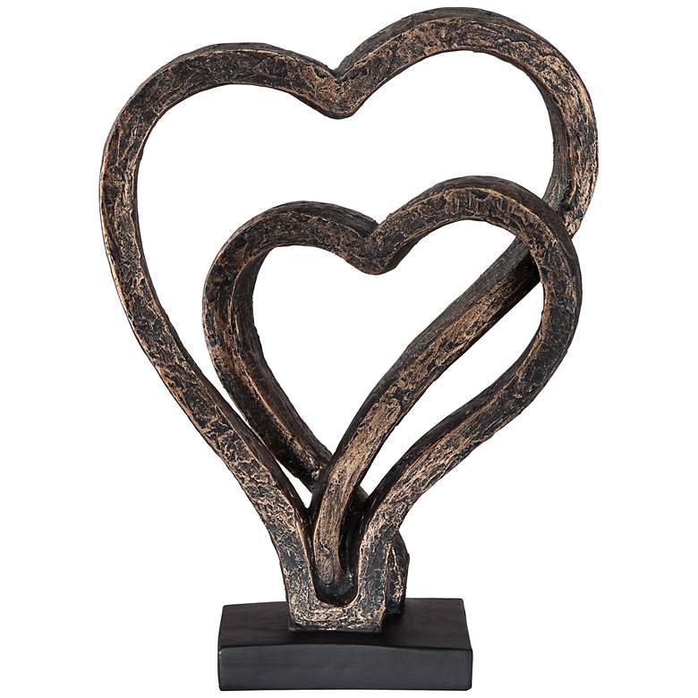Image 2 Interlocking Hearts 11 3/4 inch High Bronze Finish Sculpture