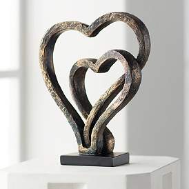 Image1 of Interlocking Hearts 11 3/4" High Bronze Finish Sculpture