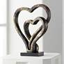 Interlocking Hearts 11 3/4" High Bronze Finish Sculpture