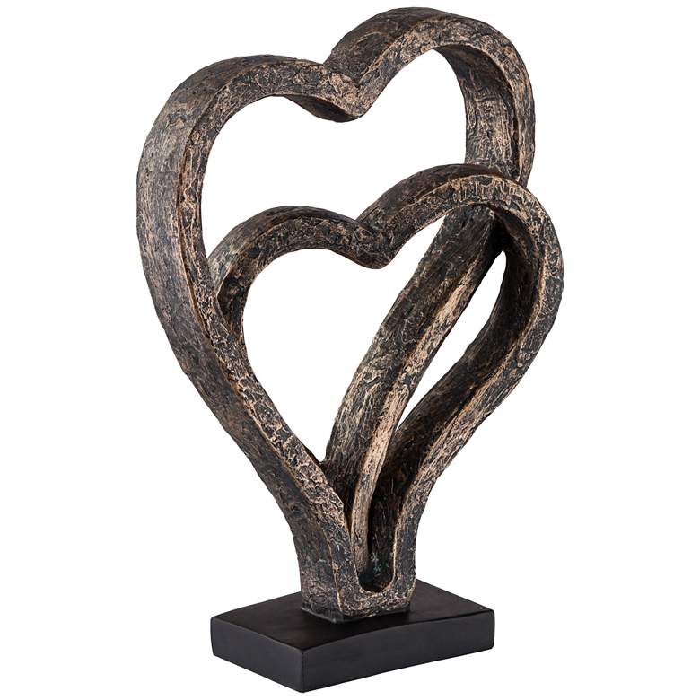 Image 5 Interlocking Hearts 11 3/4 inch High Bronze Finish Sculpture more views
