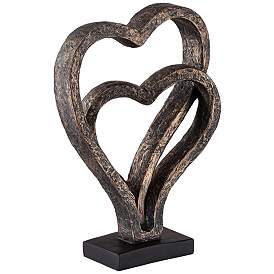 Image5 of Interlocking Hearts 11 3/4" High Bronze Finish Sculpture more views