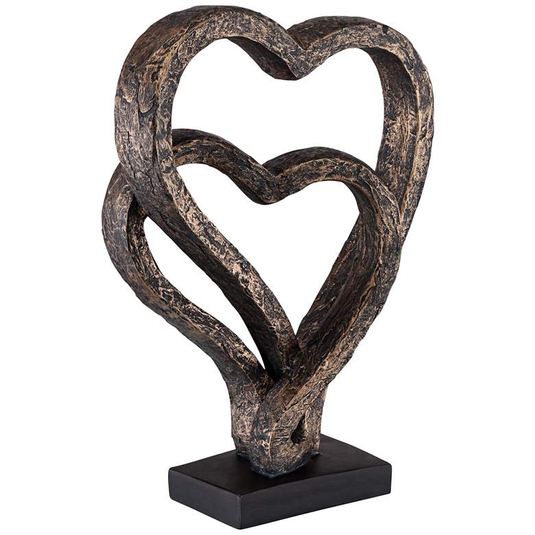 Image 6 Interlocking Hearts 11 3/4 inch High Bronze Finish Sculpture more views
