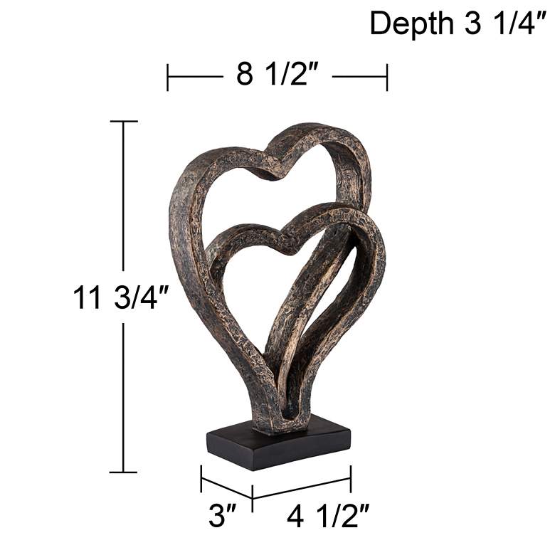 Interlocking Hearts 11 3/4&quot; High Bronze Finish Sculpture more views