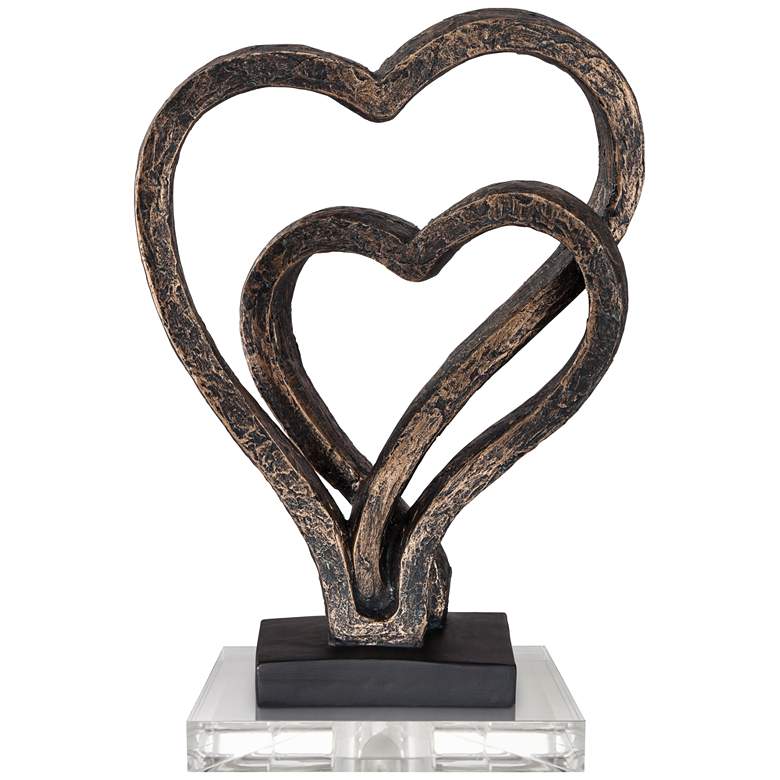 Image 1 Interlocking Hearts Sculpture With 7 inch Square Acrylic Riser