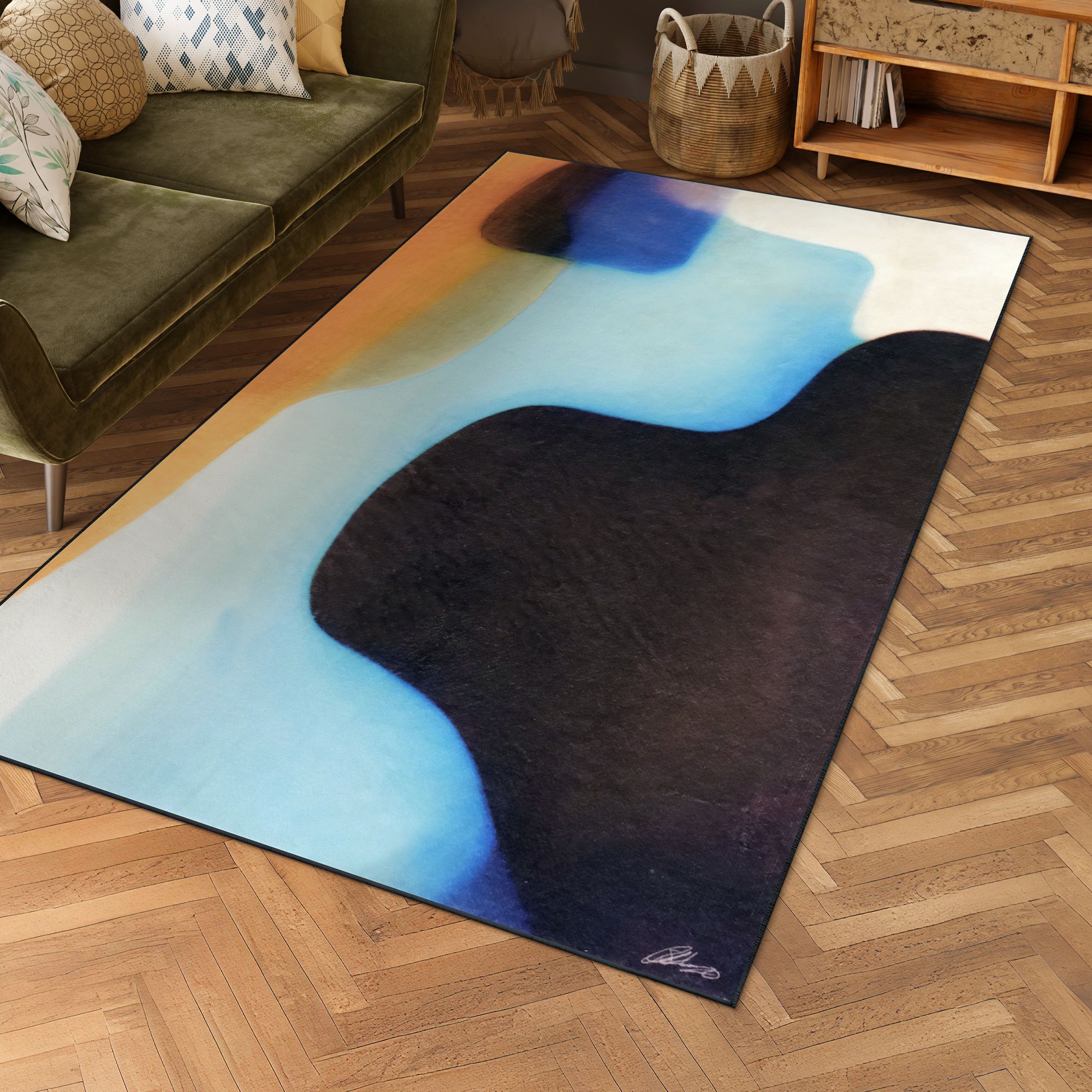 Image 2 Interlocking V 5'x8'Hand Washable Abstract Power-loomed Art Area Rug more views