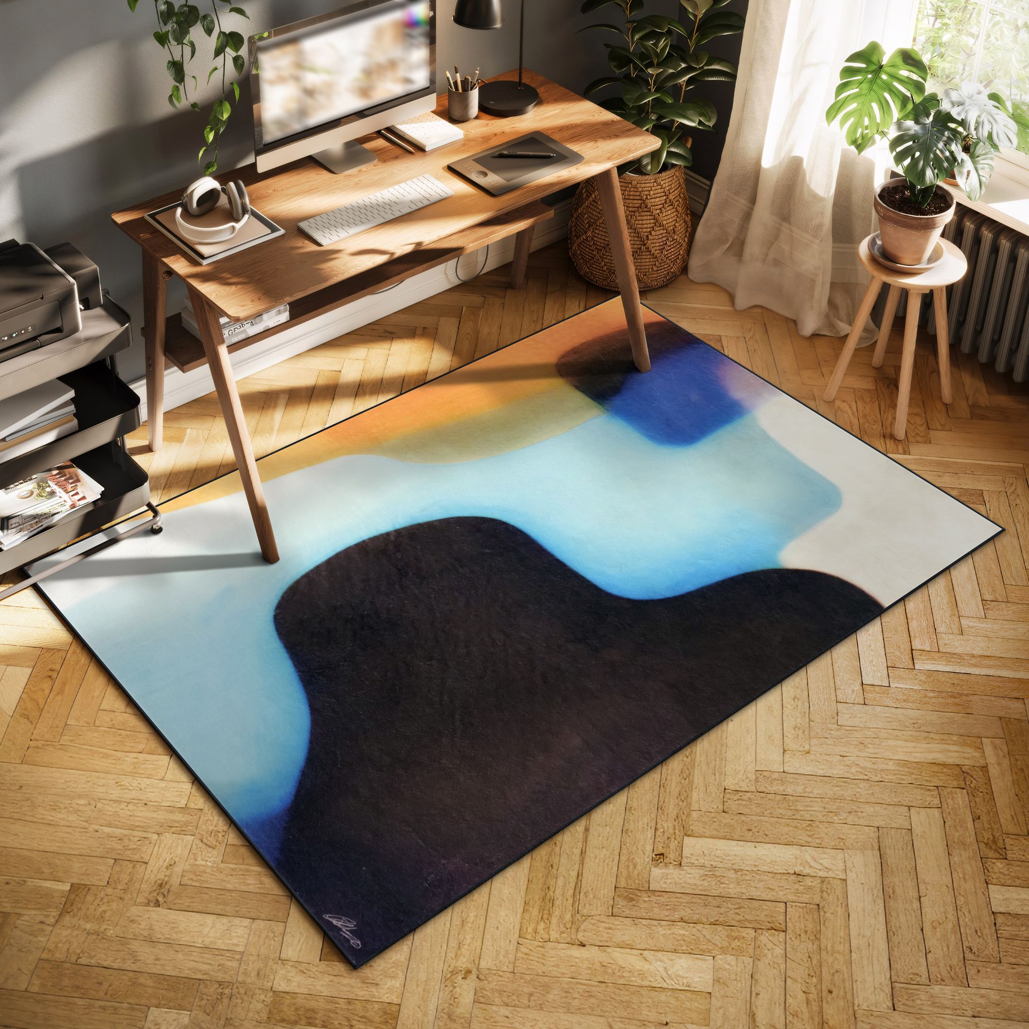 Image 3 Interlocking V 5'x8'Hand Washable Abstract Power-loomed Art Area Rug more views