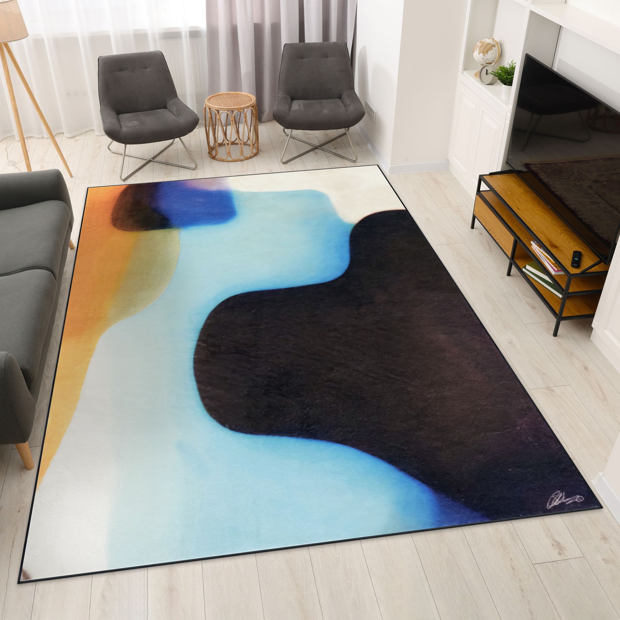 Image 2 Interlocking V 8'x10'Hand Washable Abstract Power-loomed Art Area Rug more views