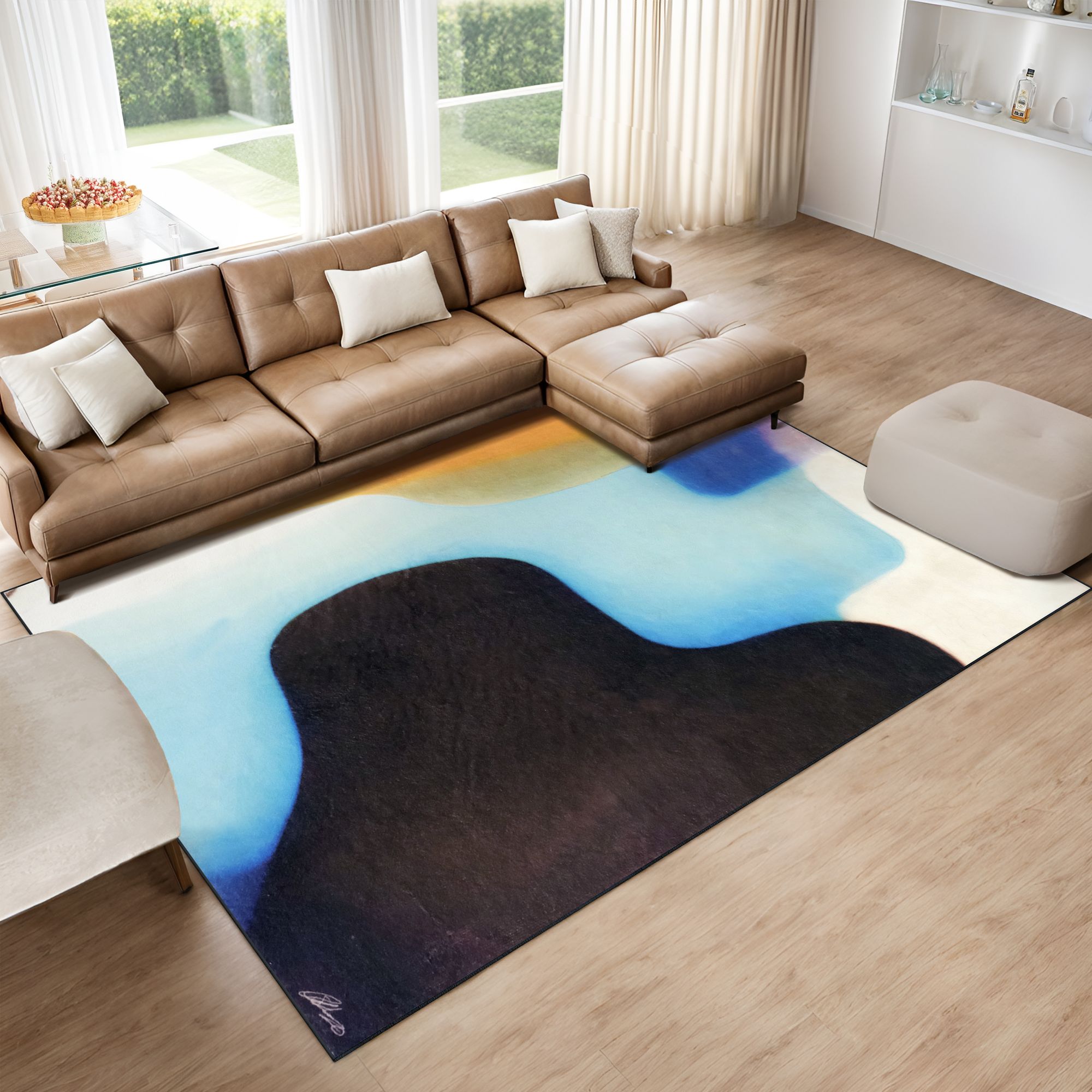 Image 3 Interlocking V 8'x10'Hand Washable Abstract Power-loomed Art Area Rug more views