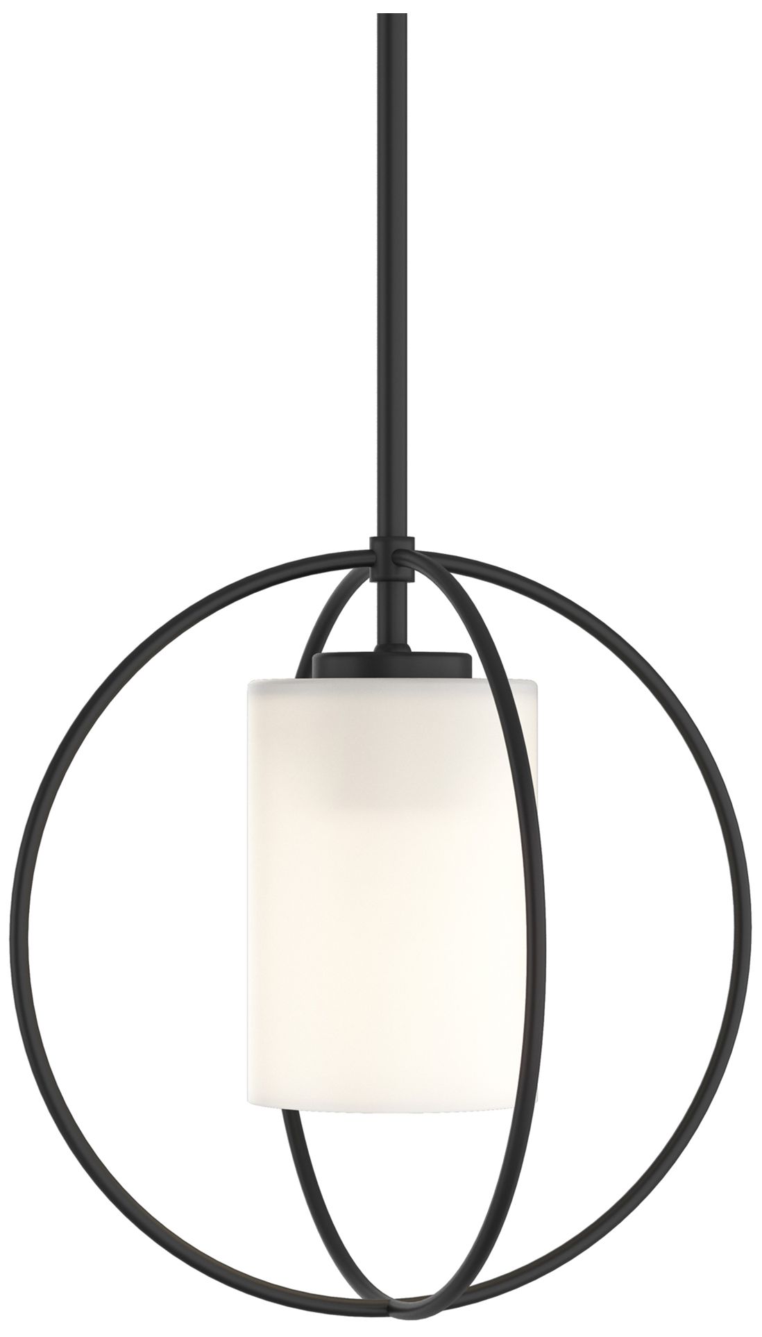 Interlude 11" Wide Black Mini Pendant w/ Opal Glass