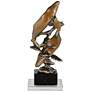 Interlude 15" High Glossy Copper and Blue Whales Statue
