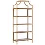 2_International Lux 30"W Gold and Deco Stone 5-Shelf Bookcase