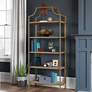 1_International Lux 30"W Gold and Deco Stone 5-Shelf Bookcase