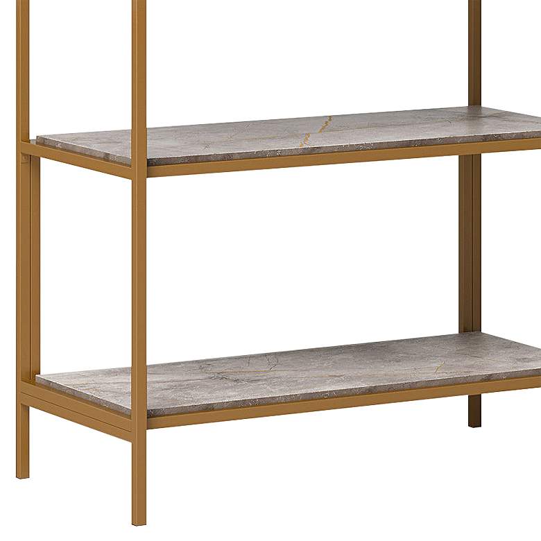 Image 4 International Lux 30"W Gold and Deco Stone 5-Shelf Bookcase more views