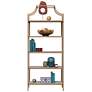 5_International Lux 30"W Gold and Deco Stone 5-Shelf Bookcase more views