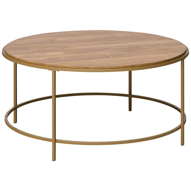 Image 2 International Lux 36"W Sindoori Mango and Gold Coffee Table