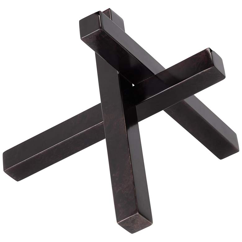 Image 1 Intersecting 12 3/4" Wide Black Zinc Iron Figurine