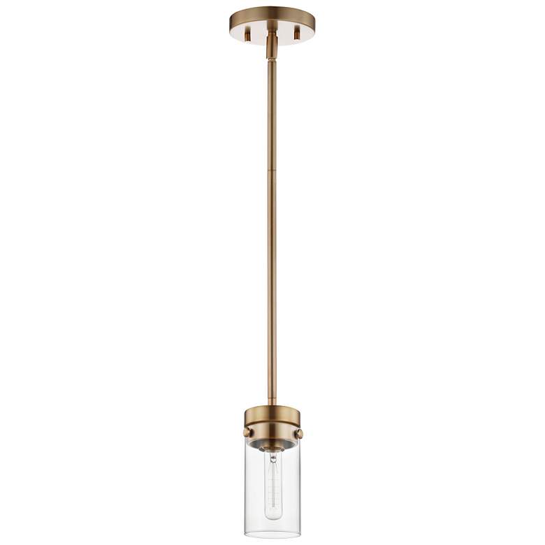 Image 1 Intersection; 1 Light; Mini Pendant; Burnished Brass with Clear Glass