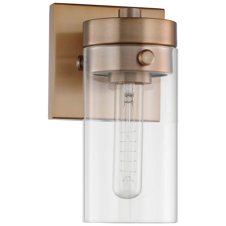 Image 1 Intersection; 1 Light; Vanity; Burnished Brass with Clear Glass