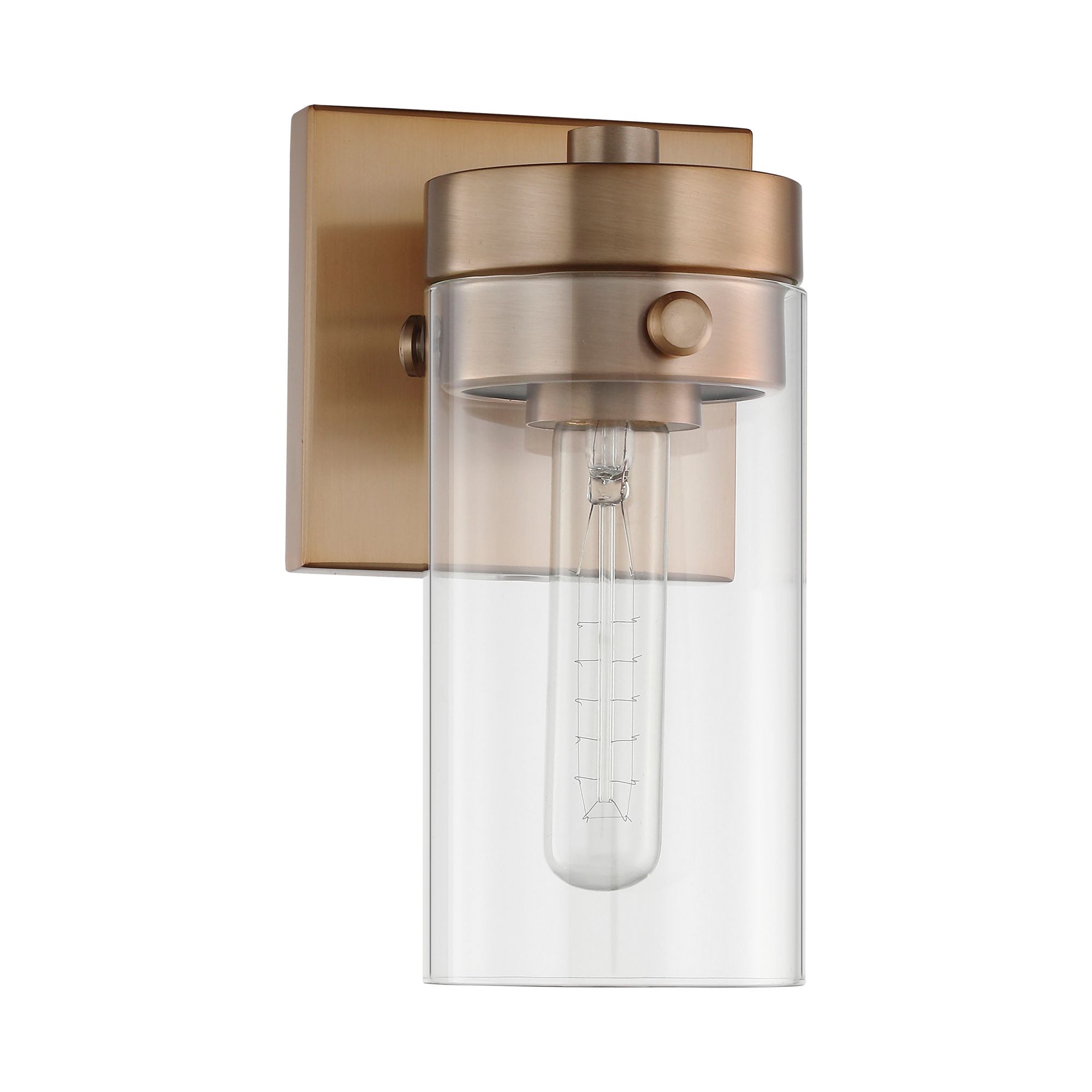 Image 2 Intersection; 1 Light; Vanity; Burnished Brass with Clear Glass more views