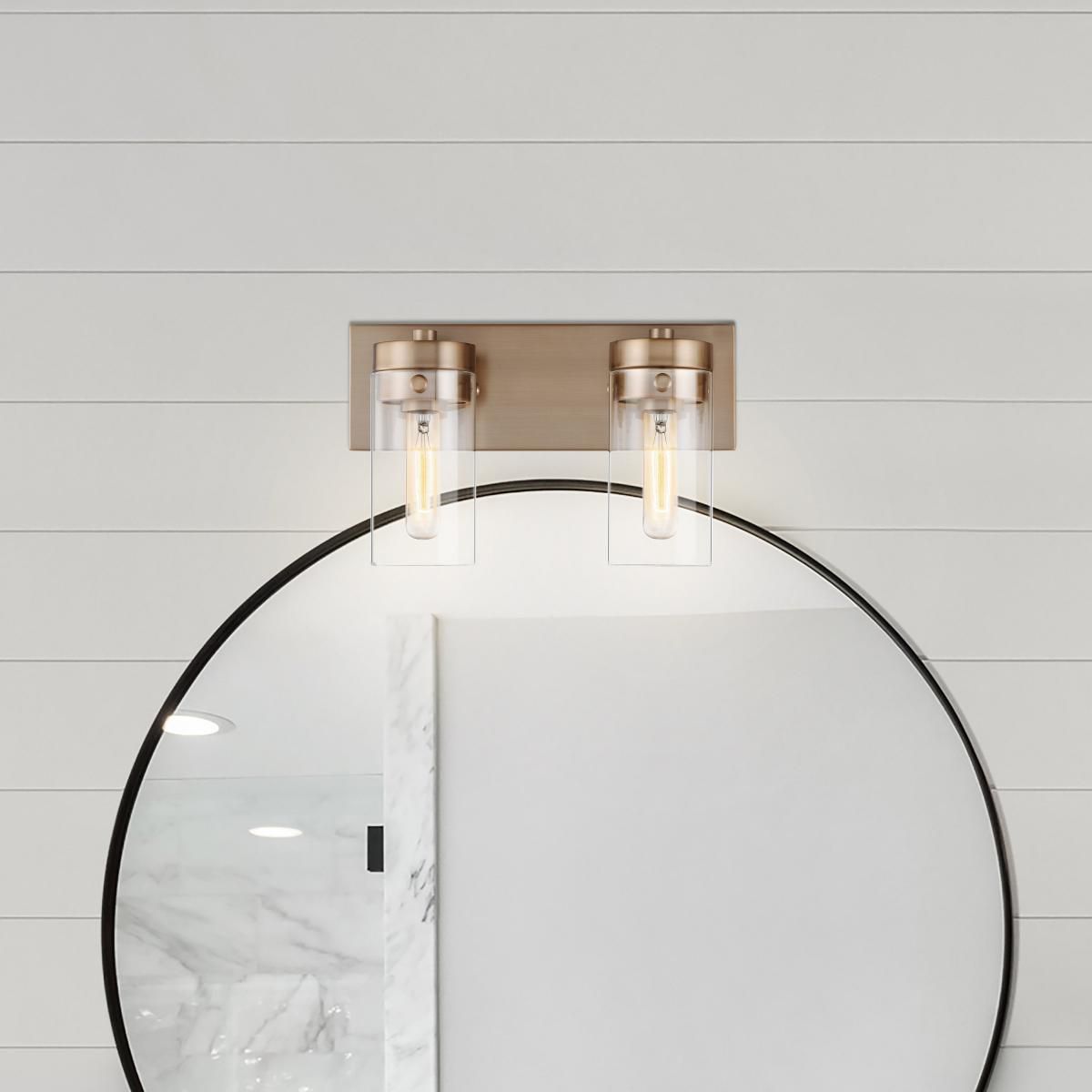 Image 5 Intersection; 2 Light; Vanity; Burnished Brass with Clear Glass more views