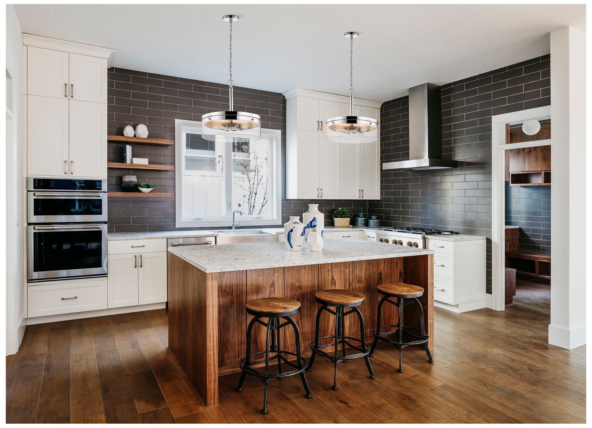 Image 6 Intersection; 3 Light; Pendant; Polished Nickel with Clear Glass more views