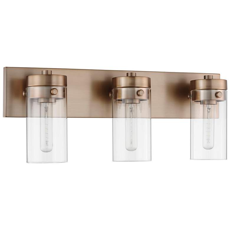 Image 1 Intersection; 3 Light; Vanity; Burnished Brass with Clear Glass