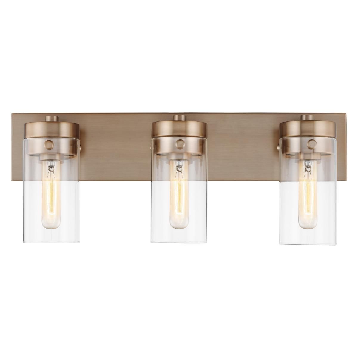 Image 3 Intersection; 3 Light; Vanity; Burnished Brass with Clear Glass more views