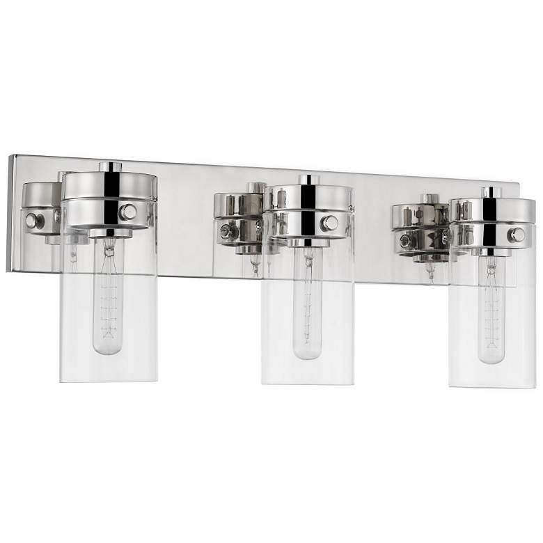 Image 1 Intersection; 3 Light; Vanity; Polished Nickel with Clear Glass