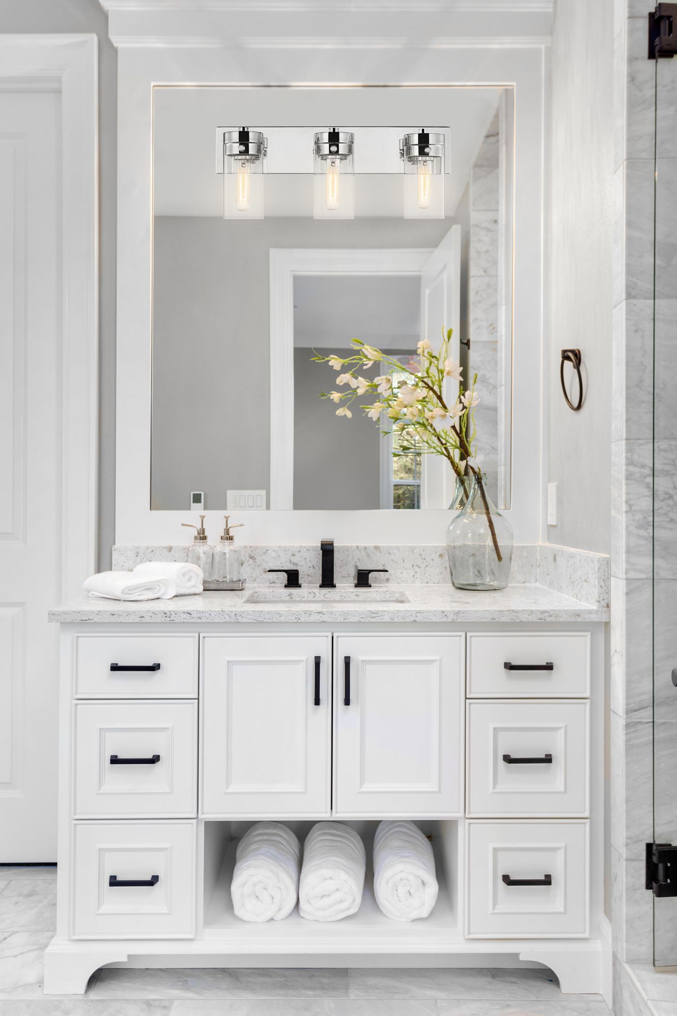 Image 6 Intersection; 3 Light; Vanity; Polished Nickel with Clear Glass more views