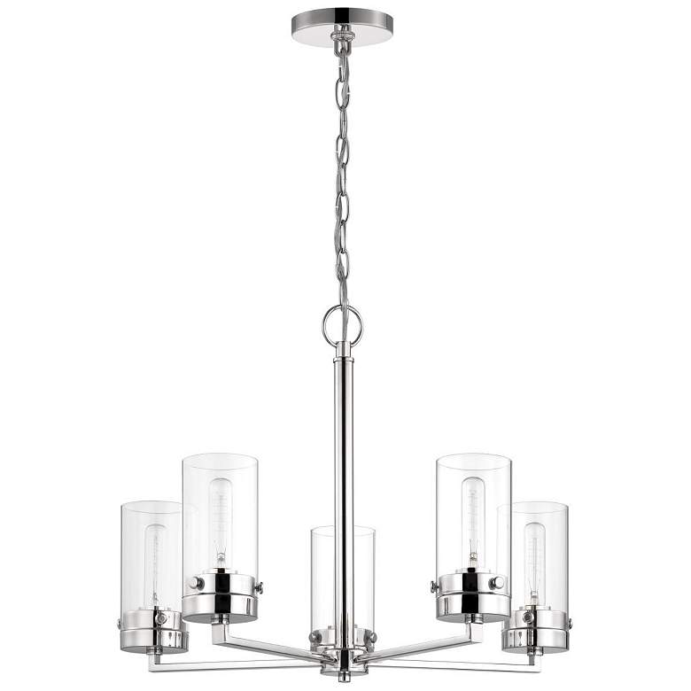 Image 1 Intersection; 5 Light; Chandelier; Polished Nickel with Clear Glass