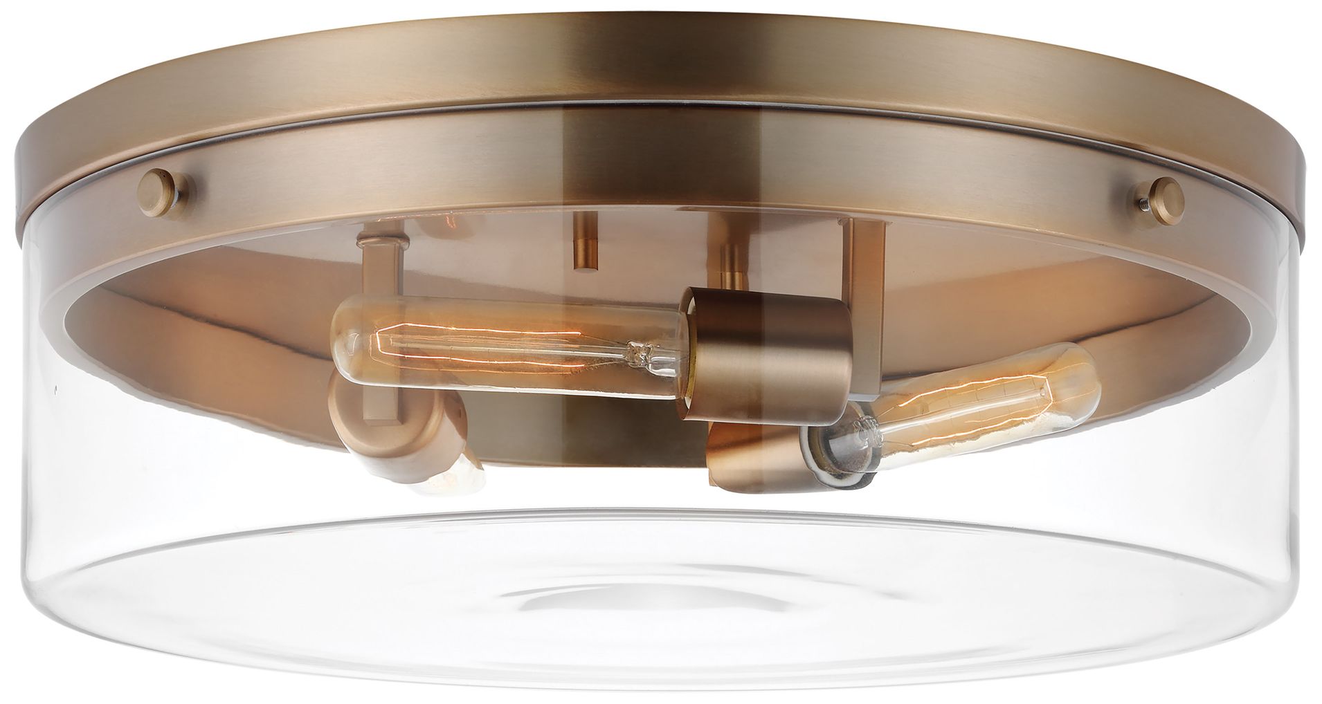 Image 2 Intersection; Large Flush Mount Fixture; Burnished Brass with Clear Glass more views