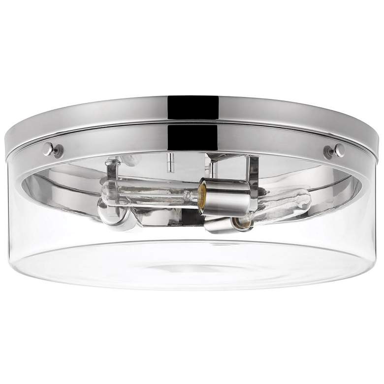 Image 1 Intersection; Large Flush Mount Fixture; Polished Nickel with Clear Glass