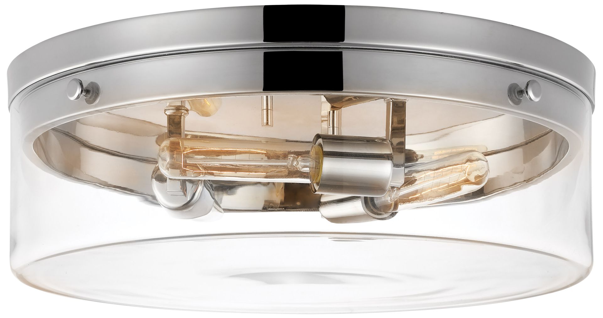Image 3 Intersection; Large Flush Mount Fixture; Polished Nickel with Clear Glass more views