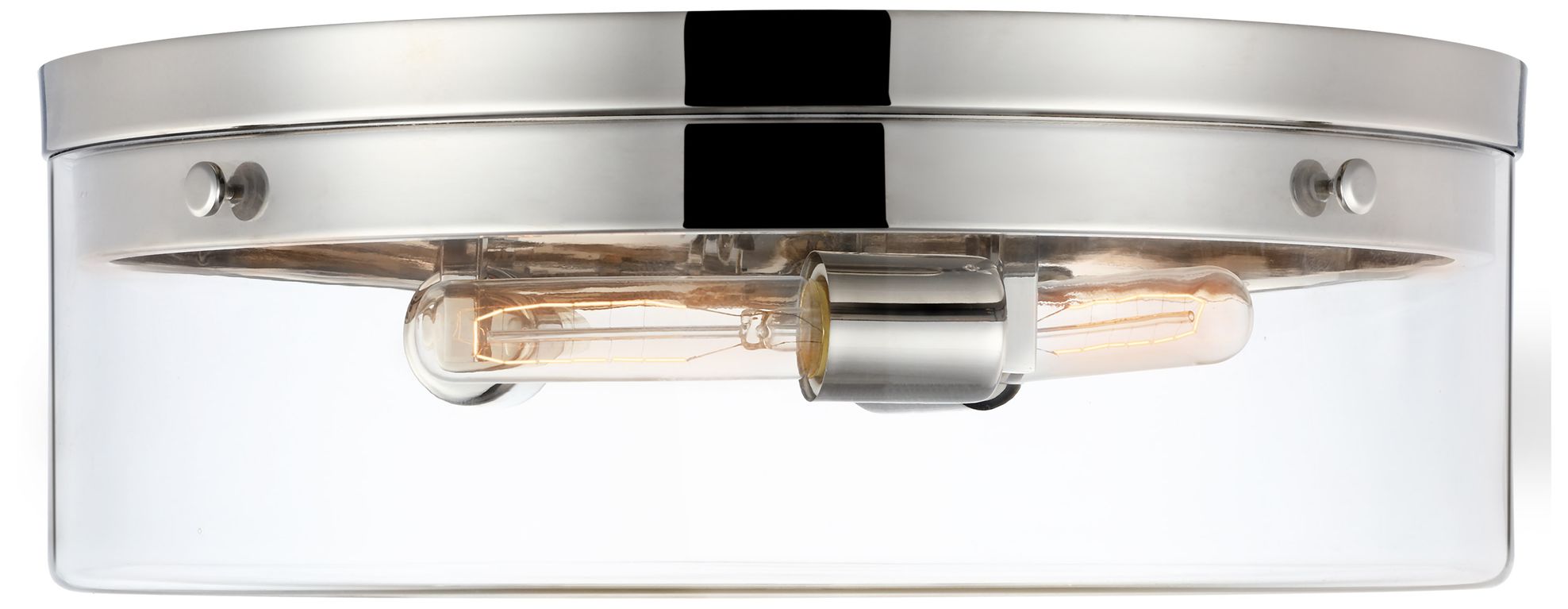 Image 4 Intersection; Large Flush Mount Fixture; Polished Nickel with Clear Glass more views