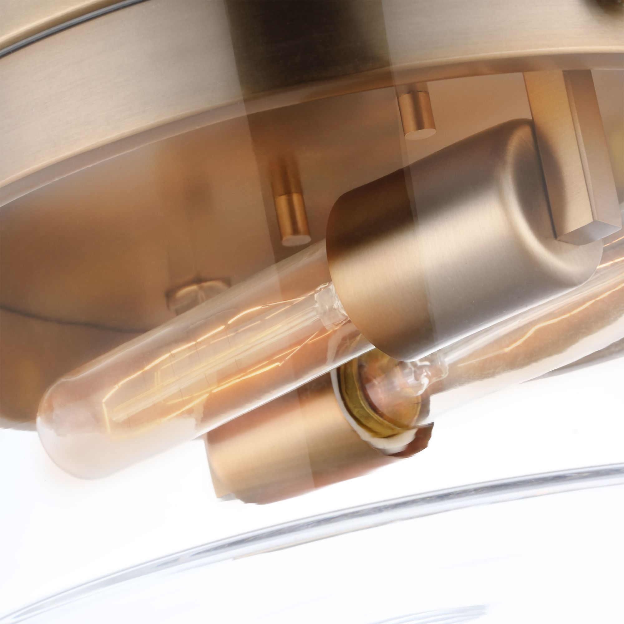 Image 5 Intersection; Medium Flush Mount Fixture; Burnished Brass with Clear Glass more views