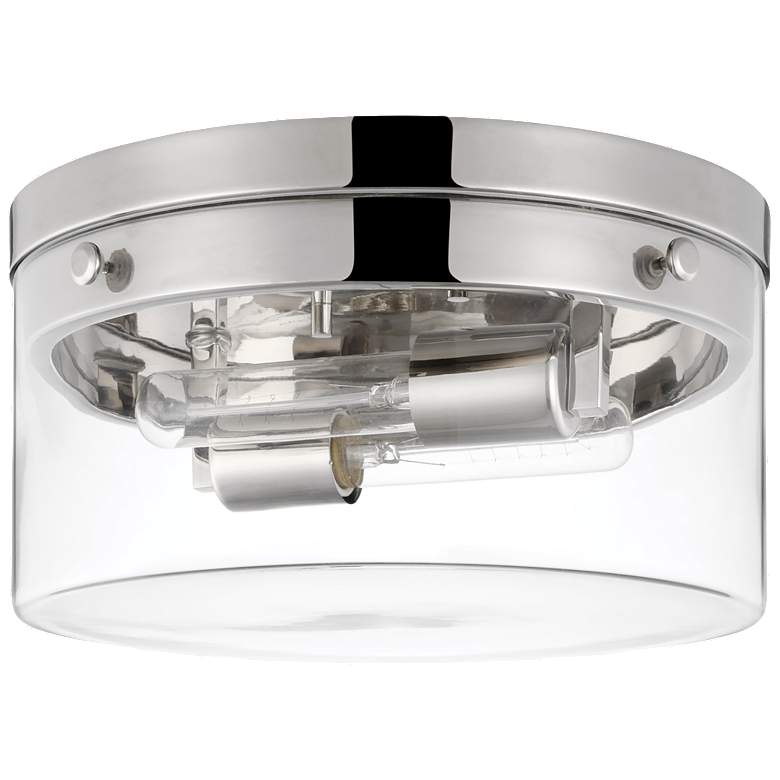 Image 1 Intersection; Medium Flush Mount Fixture; Polished Nickel with Clear Glass