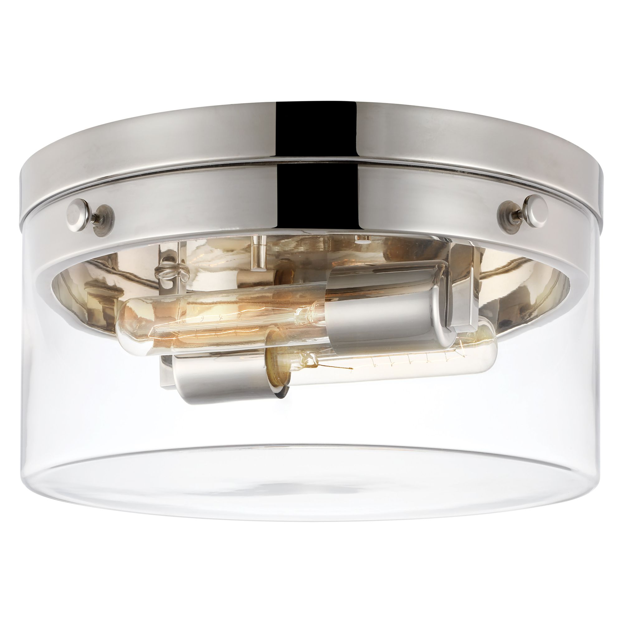 Image 2 Intersection; Medium Flush Mount Fixture; Polished Nickel with Clear Glass more views