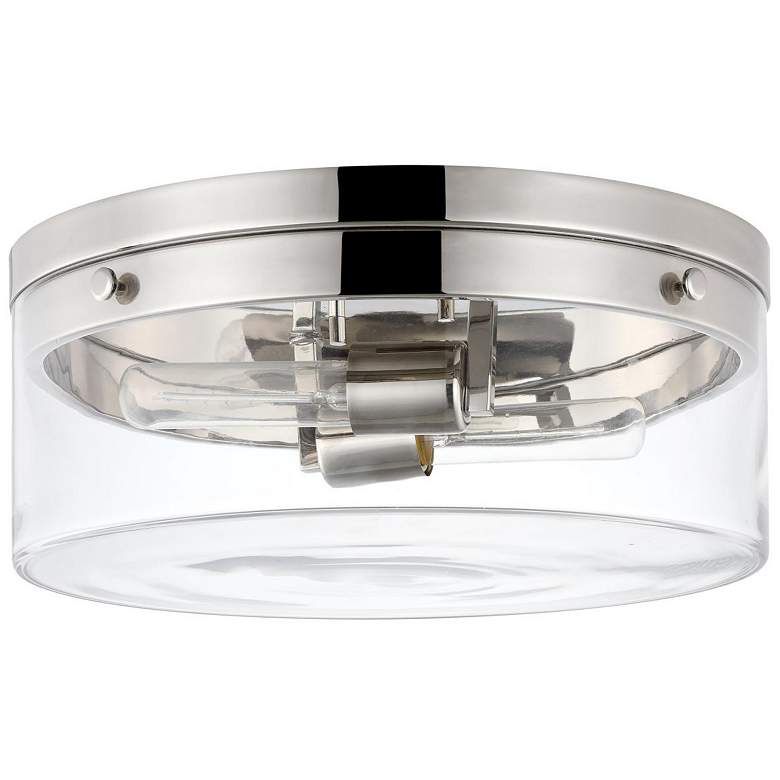 Image 1 Intersection; Small Flush Mount Fixture; Polished Nickel with Clear Glass