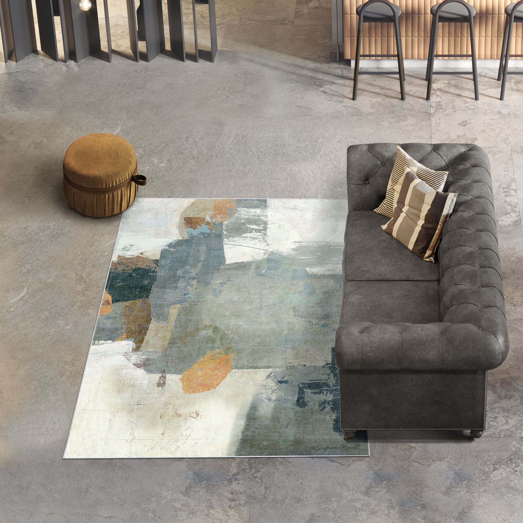 Image 2 Interstellar Washable Abstract Art Area Rug size 5'x8' more views