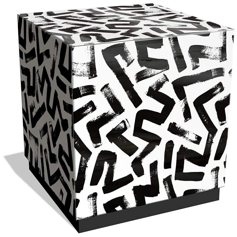 Image 1 Intertwined" Reverse Printed Beveled Art Glass Lamp Table with Black B