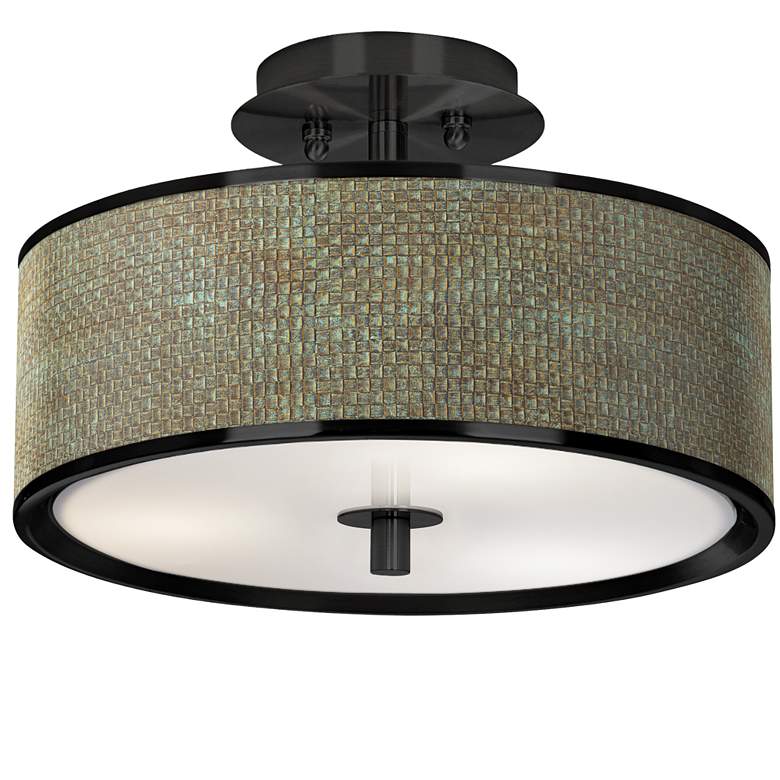 Image 1 Interweave Patina Black 14 inch Wide Ceiling Light
